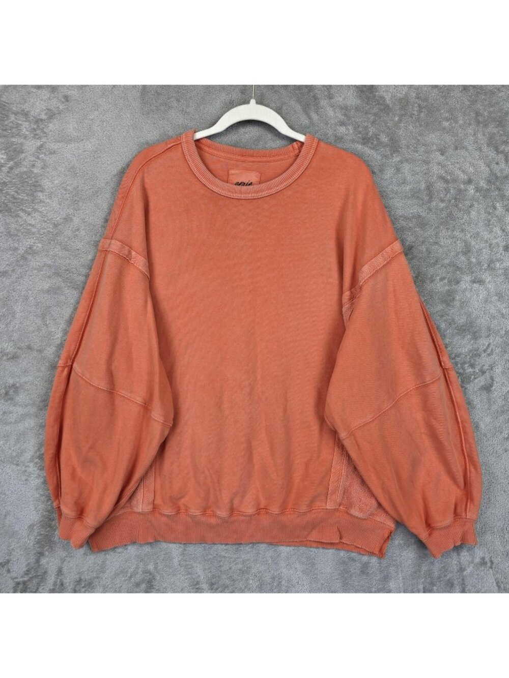 Aerie Sweatshirt Womens M Orange Oversized Terry Crewneck Pullover Top